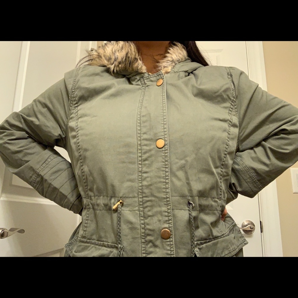 Olive green winter coat